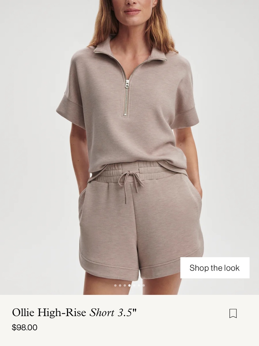 Varley Double Soft Ollie High Rise 3.5” athletic shorts in Taupe Mark size large